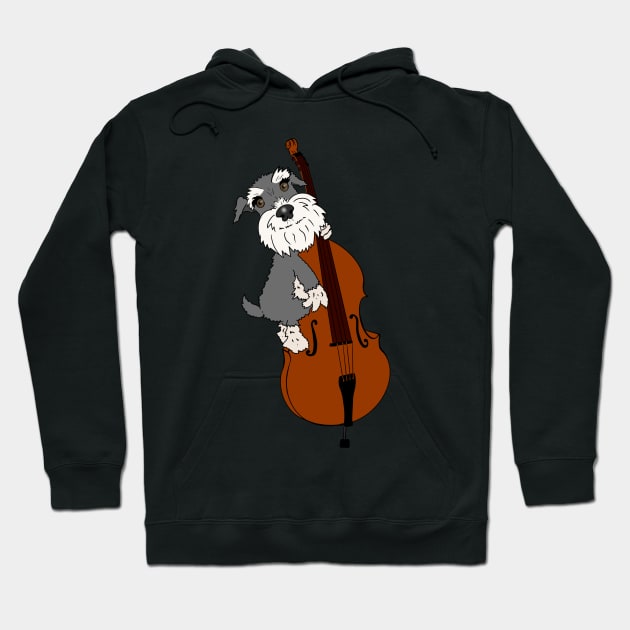 Miniature Schnauzer Funny Dog Playing Double Bass Hoodie by NattyDesigns